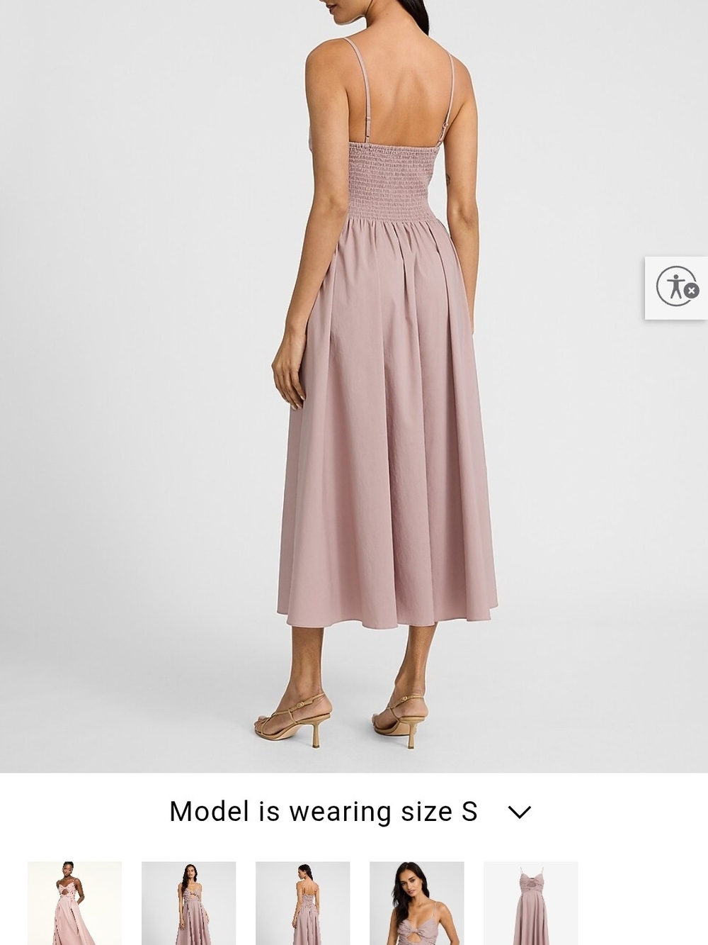 NWT Express Midi Blush Pink Sleeveless Bow Cut Out Midi Dress Spaghetti Strap - Picture 3 of 5